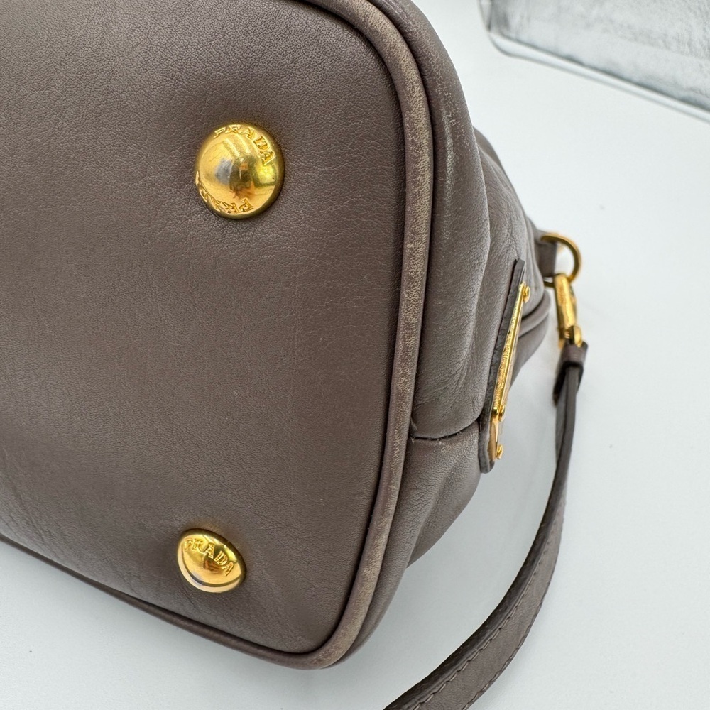 Prada Gray Satchel with Gold Accents - Picture 11 of 17
